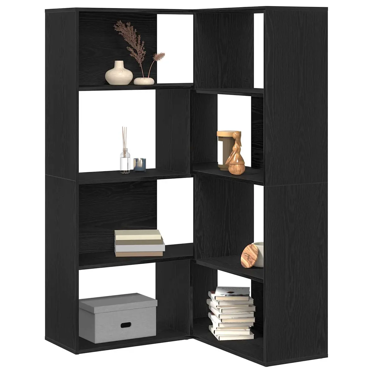 Engineered Wood Wardrobe 6-Tier Storage Cabinet 85 x 85 x 140 cm Black Oak