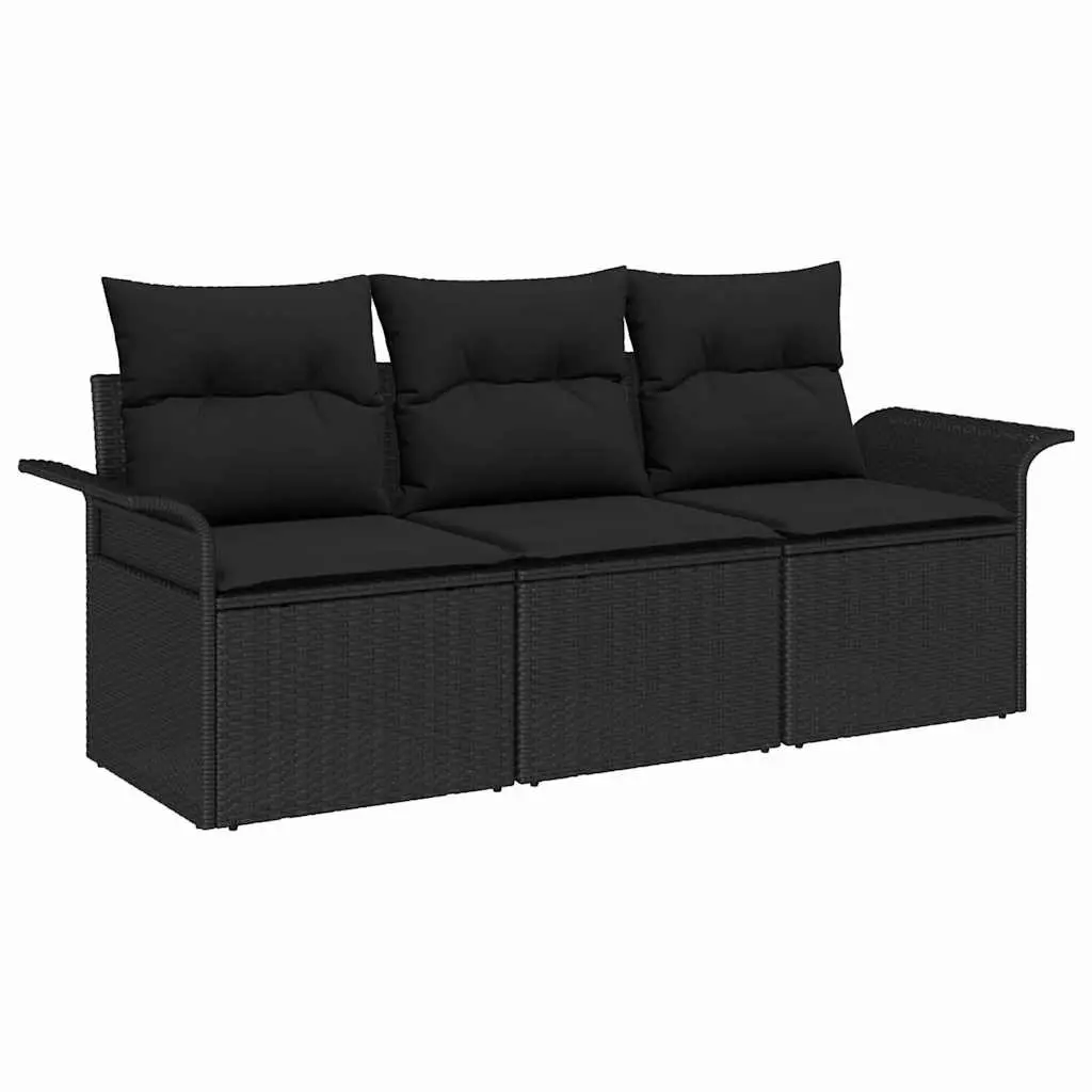 3-Piece Modular Outdoor Sofa Set in Black Rattan