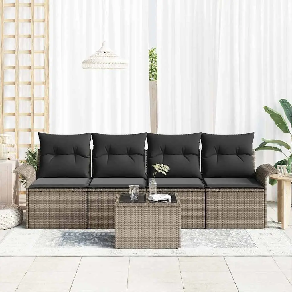 5 Piece Modular Garden Sofa Set in Grey