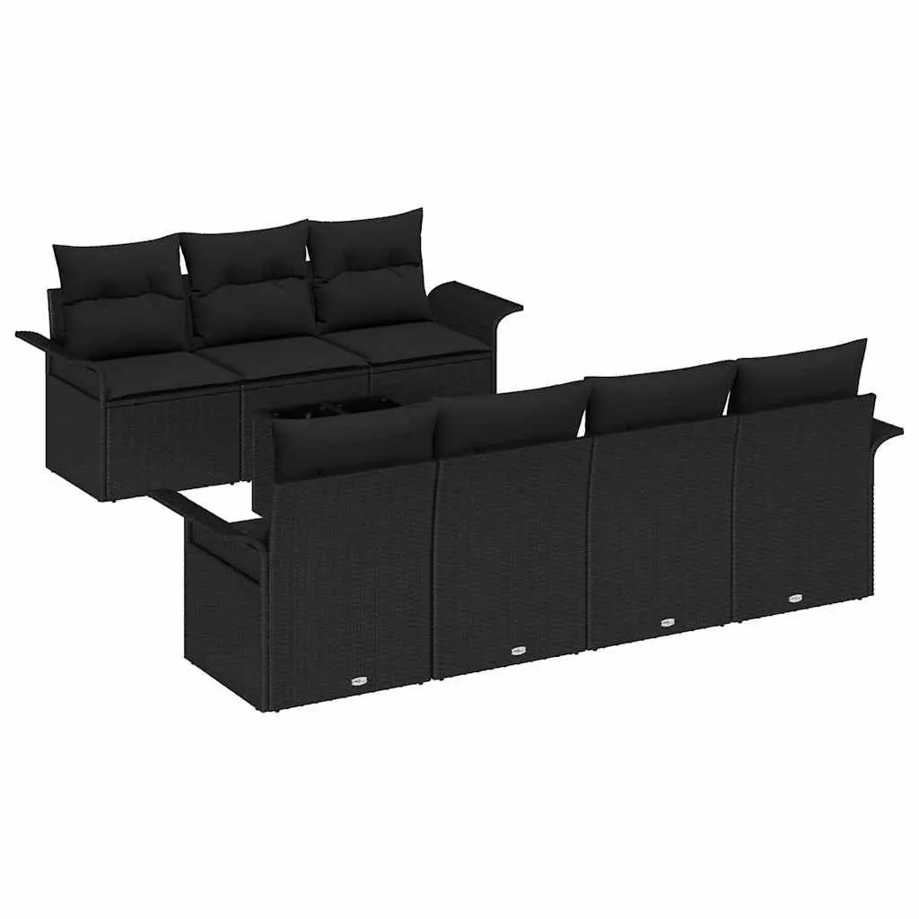 Outdoor Garden Sofa Set Poly Rattan 8 Piece Black
