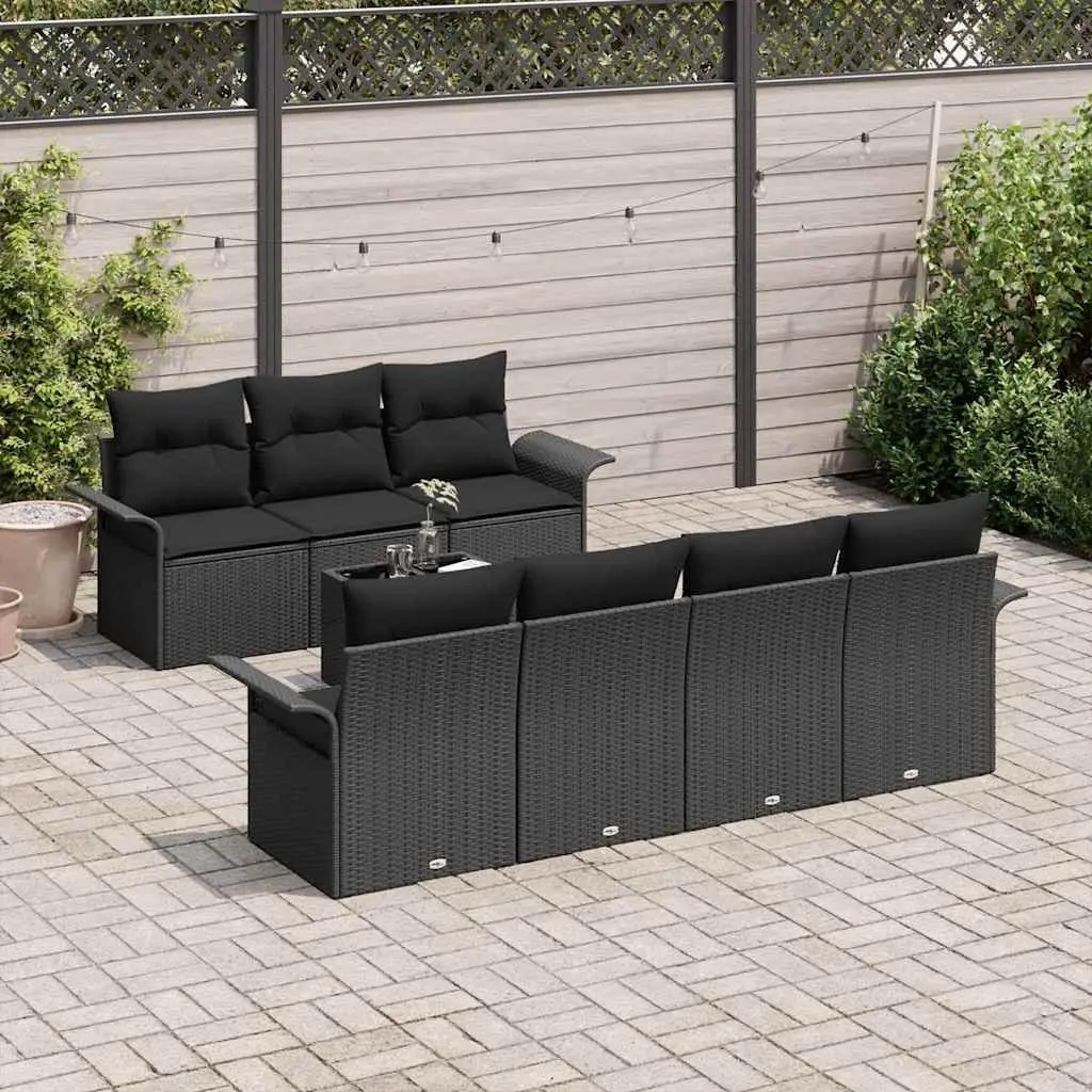 Outdoor Garden Sofa Set Poly Rattan 8 Piece Black