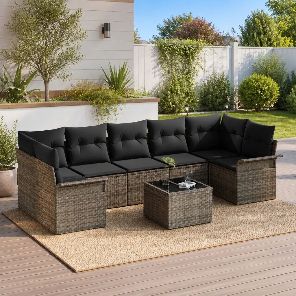 8-Piece Grey Modular Outdoor Garden Sofa Set