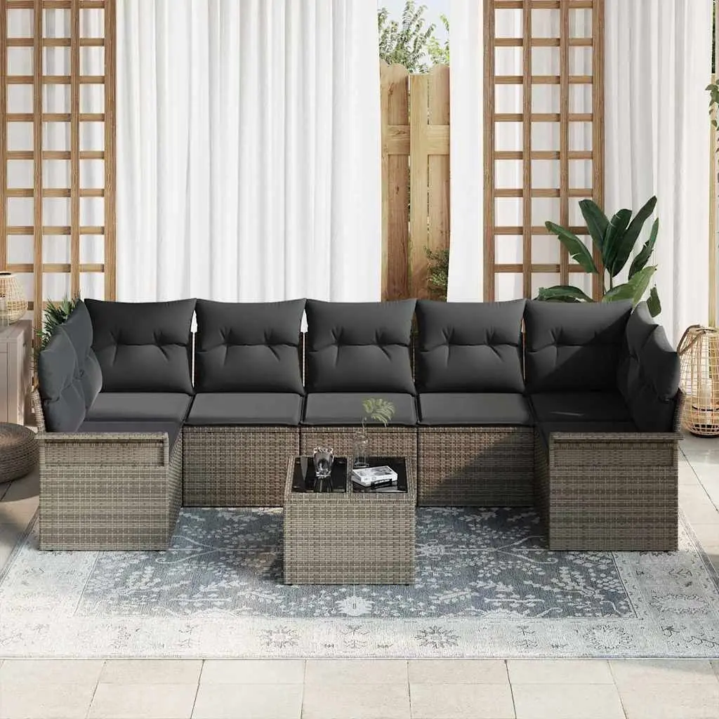 8-Piece Grey Modular Outdoor Garden Sofa Set
