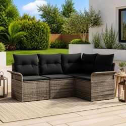Stylish 4 Piece Modular Garden Sofa Set in Grey