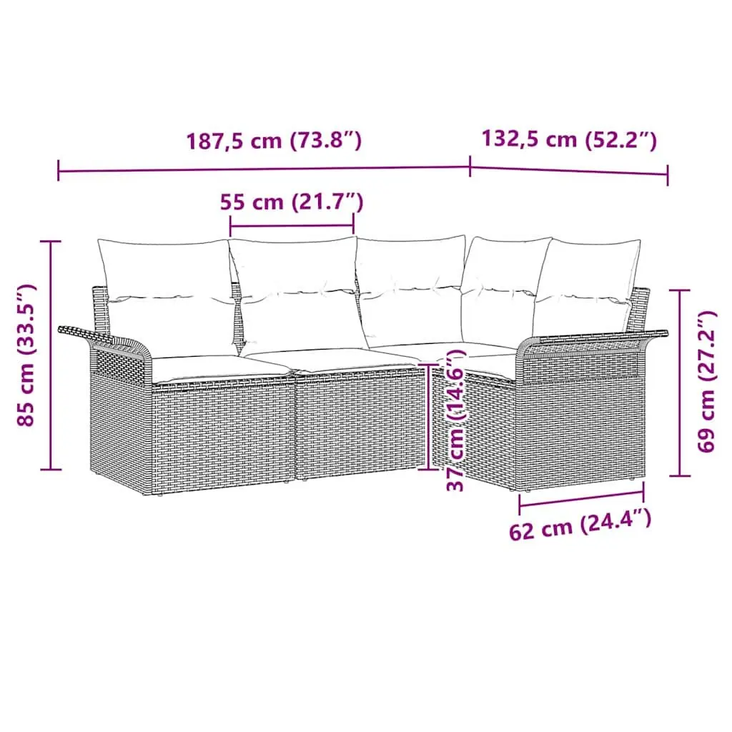 Modular Black Rattan Outdoor Garden Sofa Set