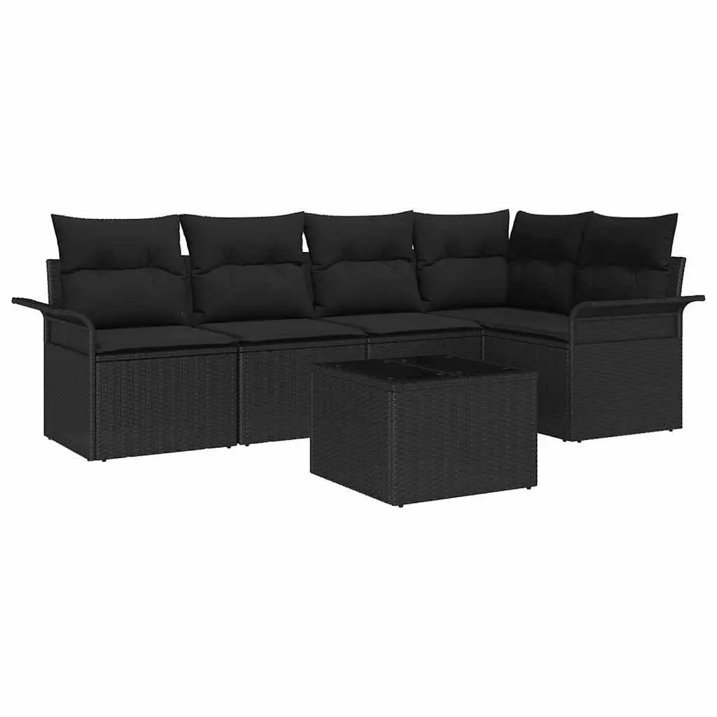 6-Piece Outdoor Poly Rattan Sofa Set with Storage