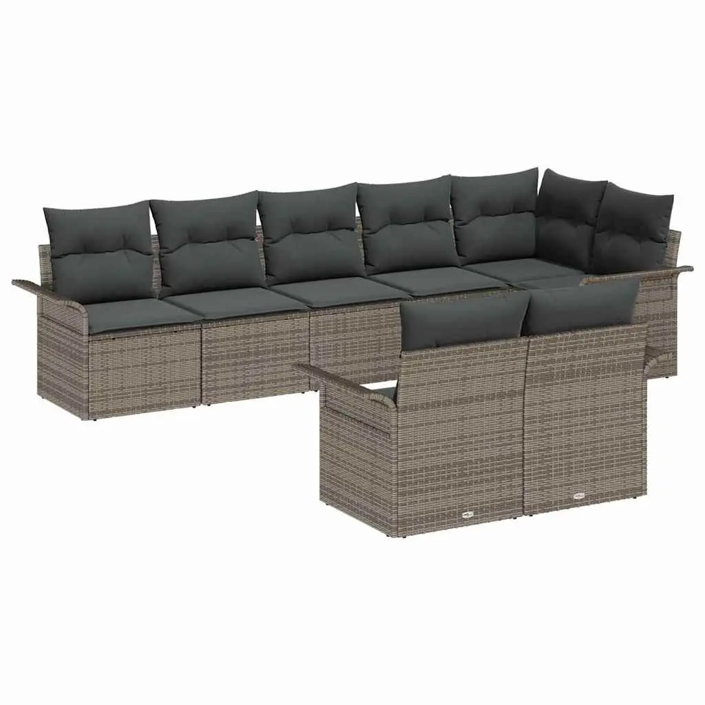 Garden Sofa Set Poly Rattan 8 Piece Grey Outdoor Furniture Lounger Patio Seating
