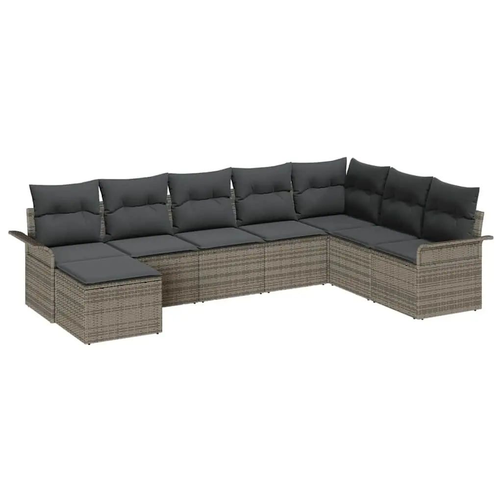 Grey Poly Rattan Modular Garden Sofa Set 8 Pieces