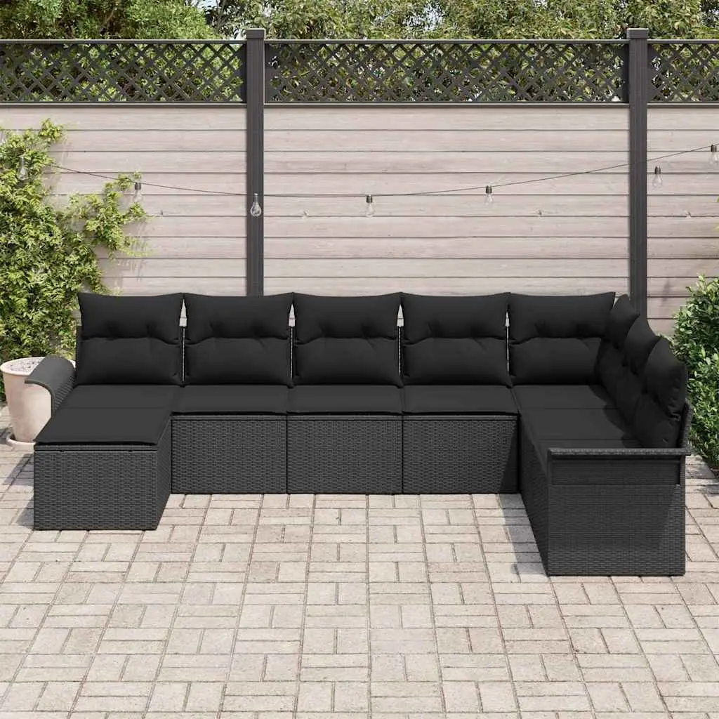 8-Piece Black Modular Garden Sofa Set