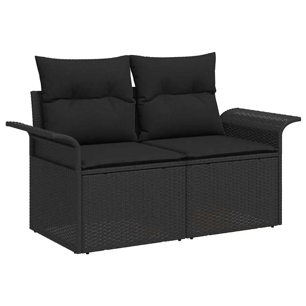 8-Piece Black Modular Garden Sofa Set
