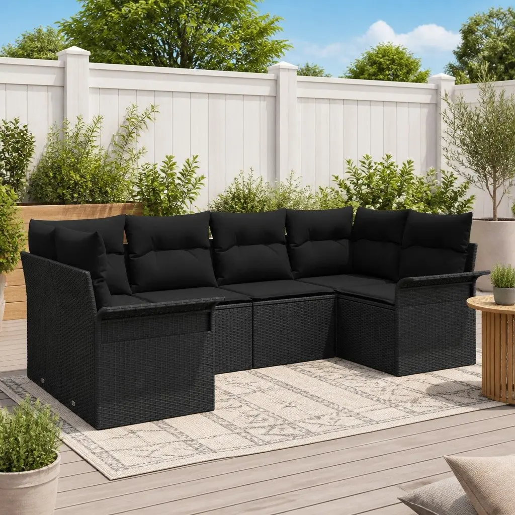 Modular 6-Piece Outdoor Sofa Set in Black