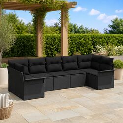 Durable 7-Piece Modular Outdoor Sofa Set in Black