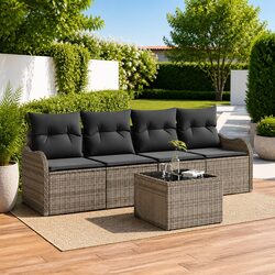 Premium Grey Poly Rattan Garden Sofa Set for Outdoors