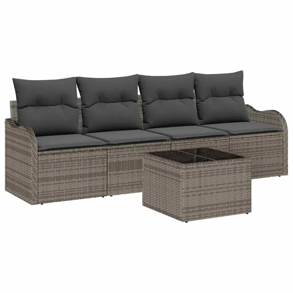 Grey Poly Rattan Garden Sofa Set for Outdoors