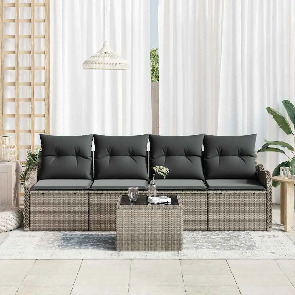 Grey Poly Rattan Garden Sofa Set for Outdoors