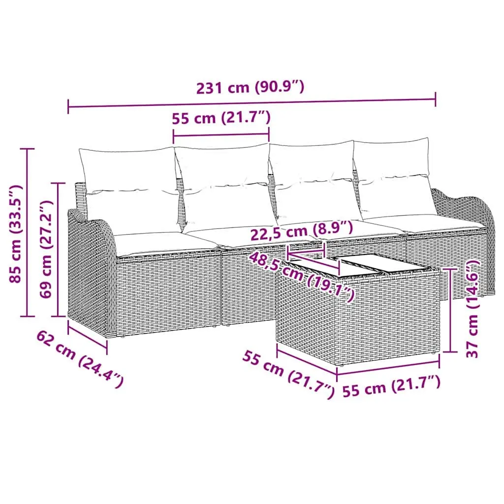 Black Poly Rattan Modular Garden Sofa Set for Outdoor Use