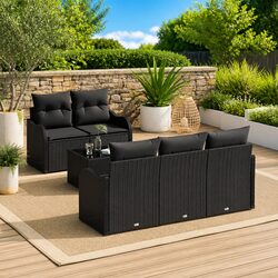 Premium Black Poly Rattan Garden Sofa Set