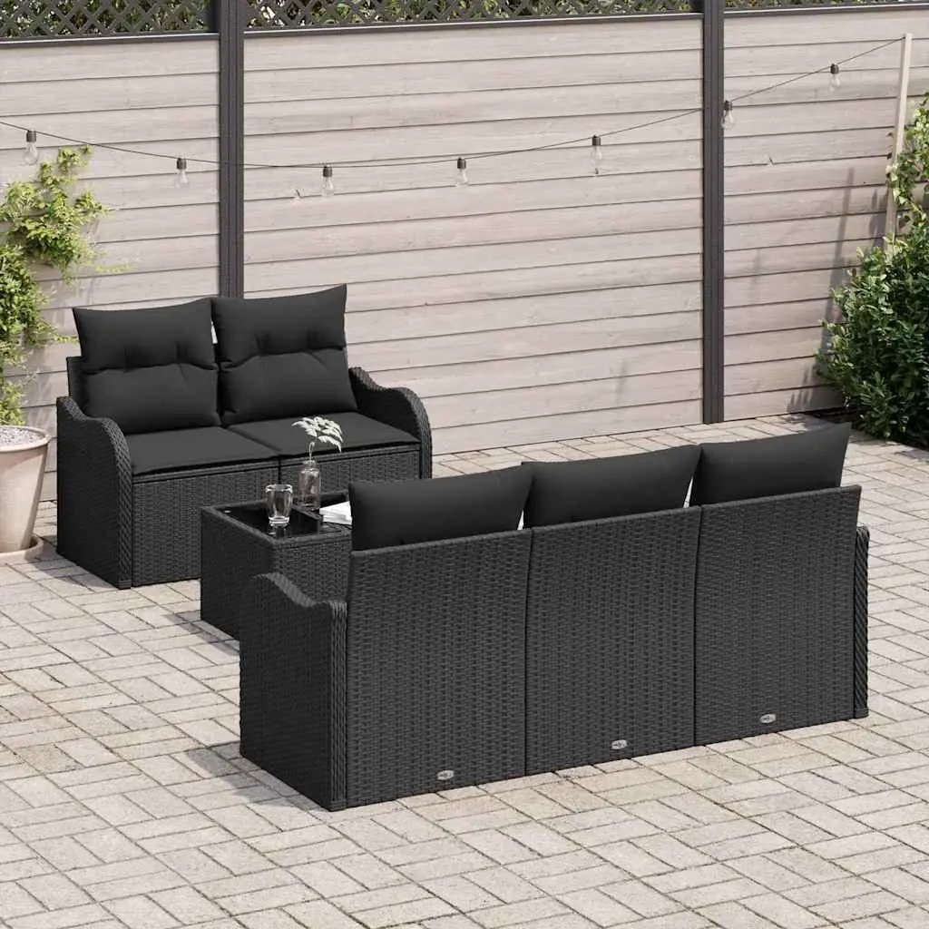 Black Poly Rattan Garden Sofa Set