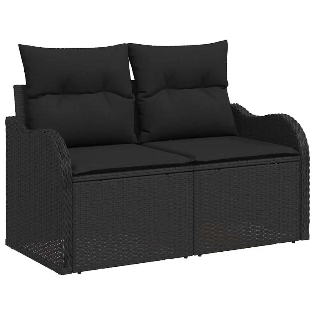 Black Poly Rattan Garden Sofa Set