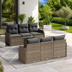 Premium Grey Outdoor Garden Sofa Set with Glass Table