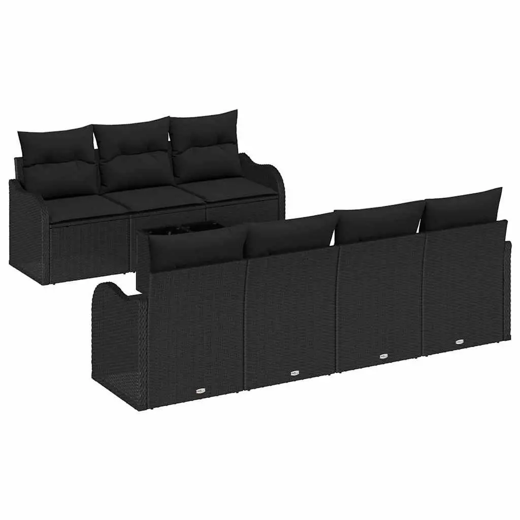 Modular Outdoor Sofa Set in Black Poly Rattan