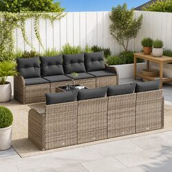 Durable Outdoor Garden Sofa Set in Grey Poly Rattan