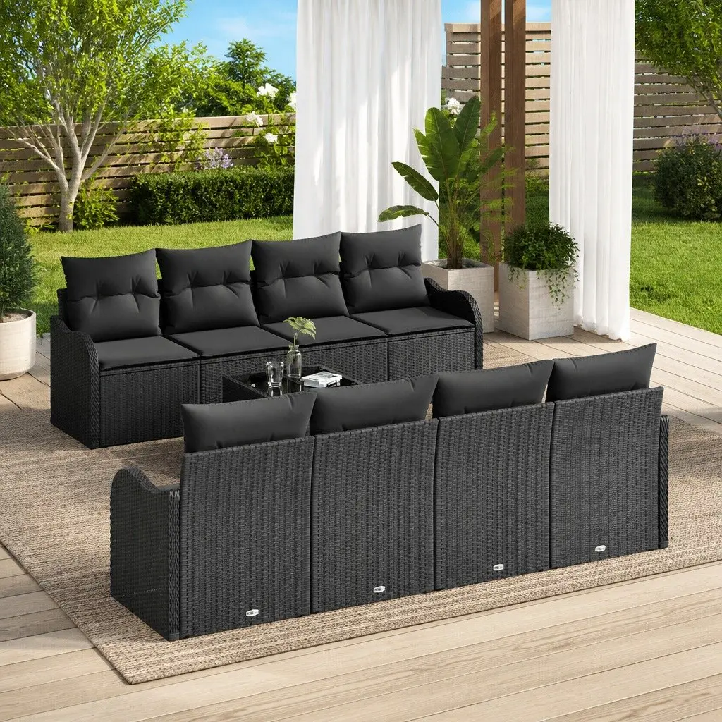 Black Poly Rattan Modular Outdoor Garden Sofa Set