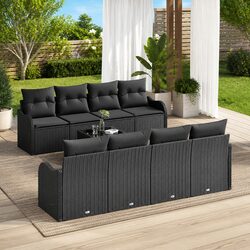 Black Poly Rattan Modular Outdoor Garden Sofa Set