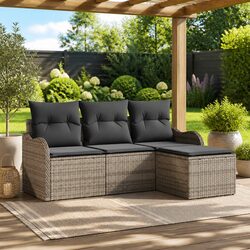 Premium 4-Piece Grey Modular Outdoor Sofa Set