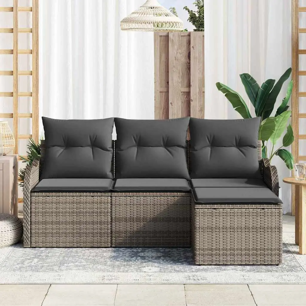 4-Piece Grey Modular Outdoor Sofa Set