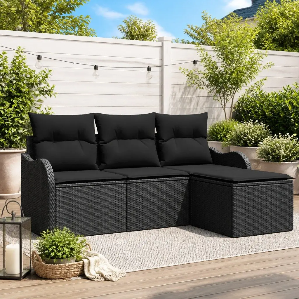 4-Piece Modular Outdoor Sofa Set in Black