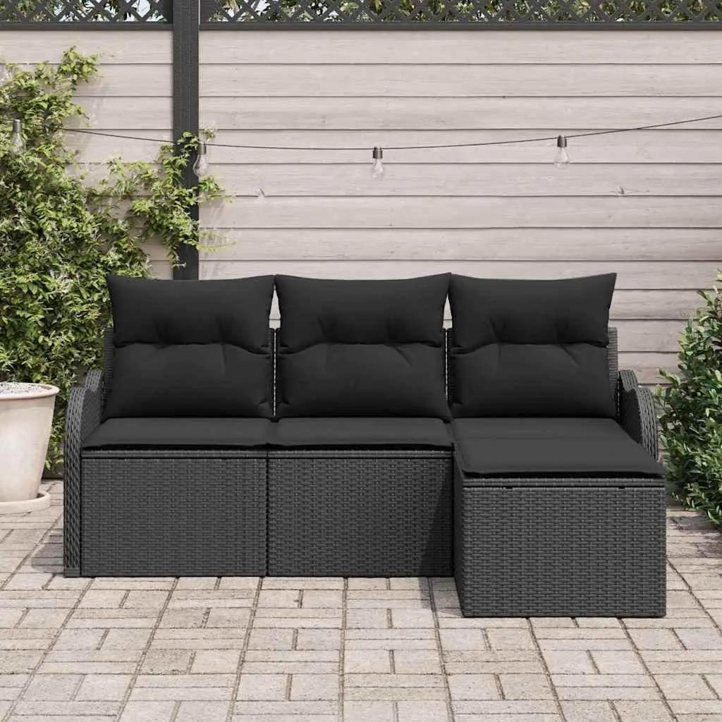 4-Piece Modular Outdoor Sofa Set in Black