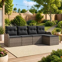 Modular Outdoor Furniture Set in Grey Poly Rattan