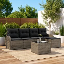 High-Quality Modular Garden Sofa Set 6 Pcs Grey