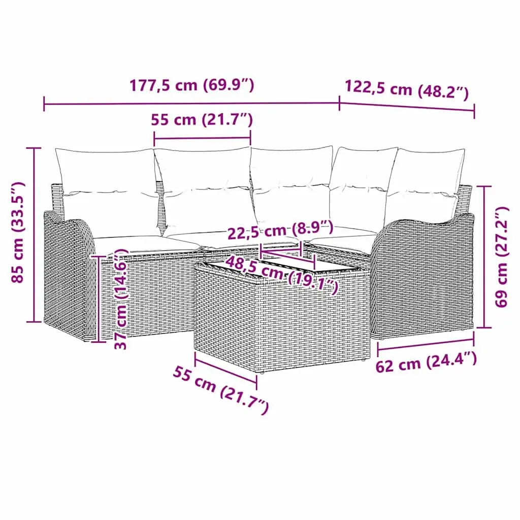 Black Modular Garden Sofa Set with Durable Poly Rattan
