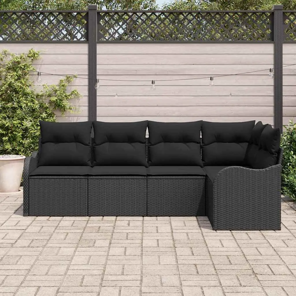 Garden Sofa Set Poly Rattan Black Modular Outdoor Furniture