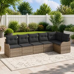 Modular Grey Poly Rattan Garden Sofa Set for Outdoor Use