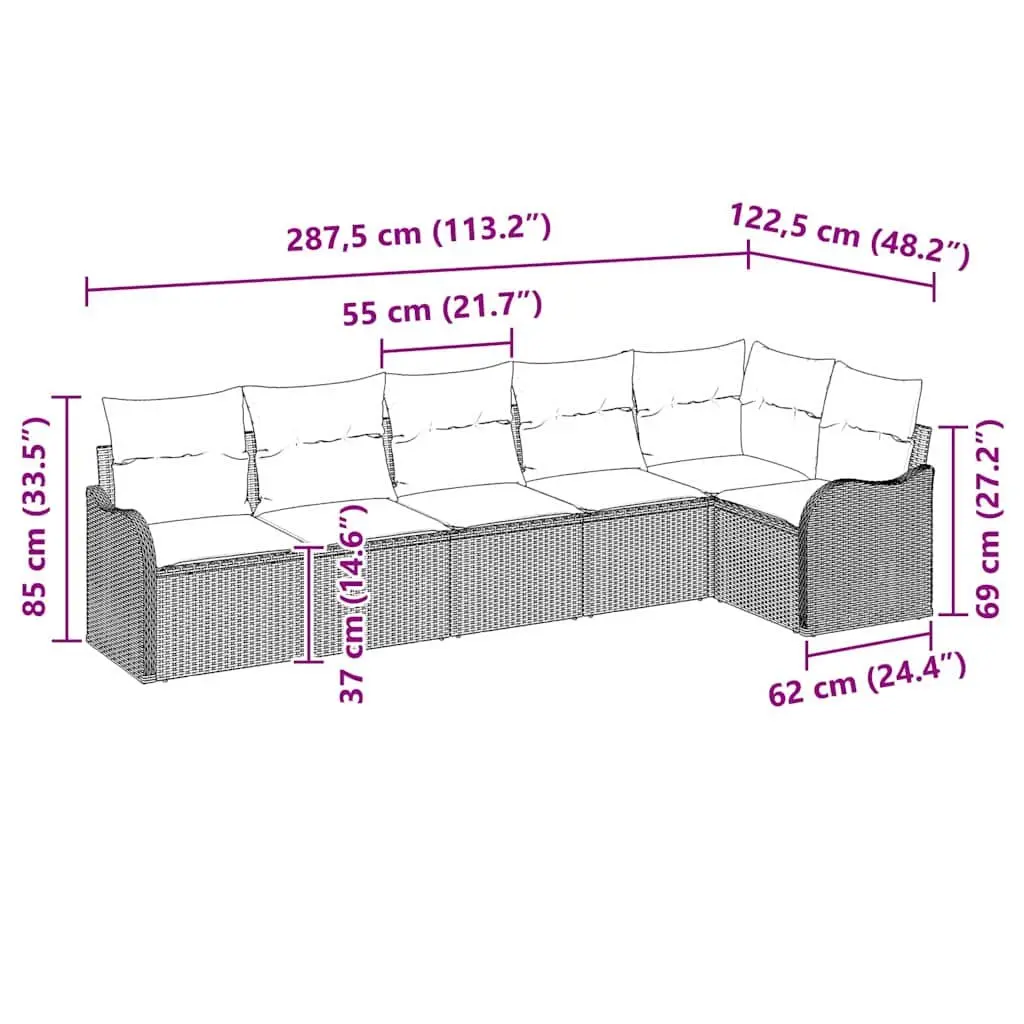 Modular Grey Poly Rattan Garden Sofa Set for Outdoor Use