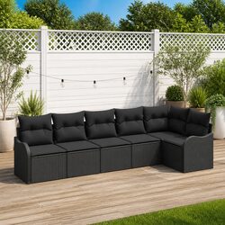 Sturdy Black Poly Rattan Modular Outdoor Sofa Set