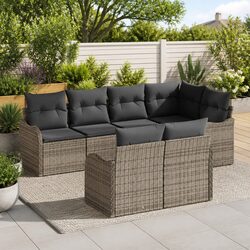 Grey Modular Outdoor Corner Sofa Set with Cushions