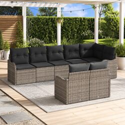 High-Quality Grey Poly Rattan Garden Sofa Set with Cushions