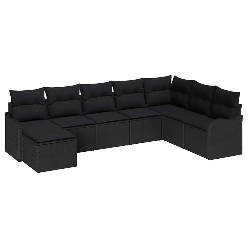 Outdoor Sofa Set Poly Rattan 8 Pieces Black