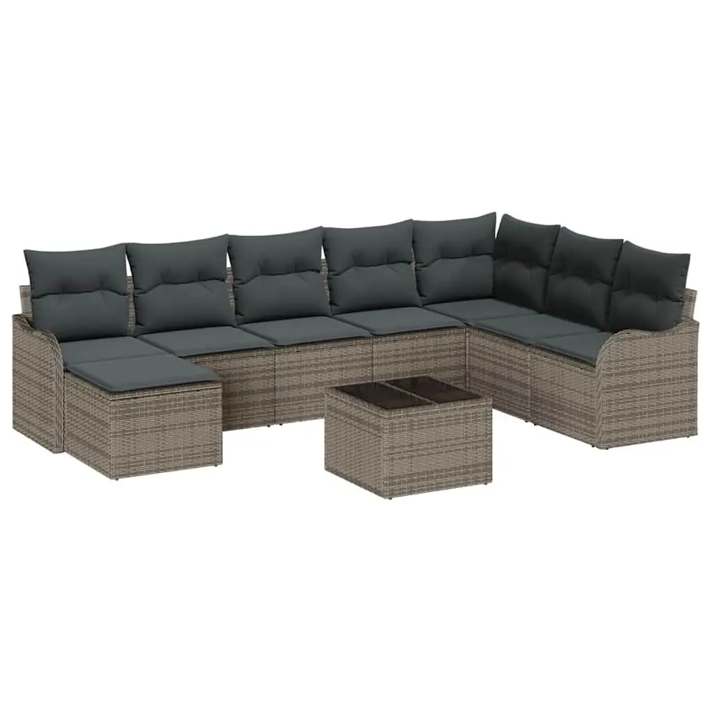 Garden Sofa Set Poly Rattan Grey Outdoor Furniture Patio Lounge Seating