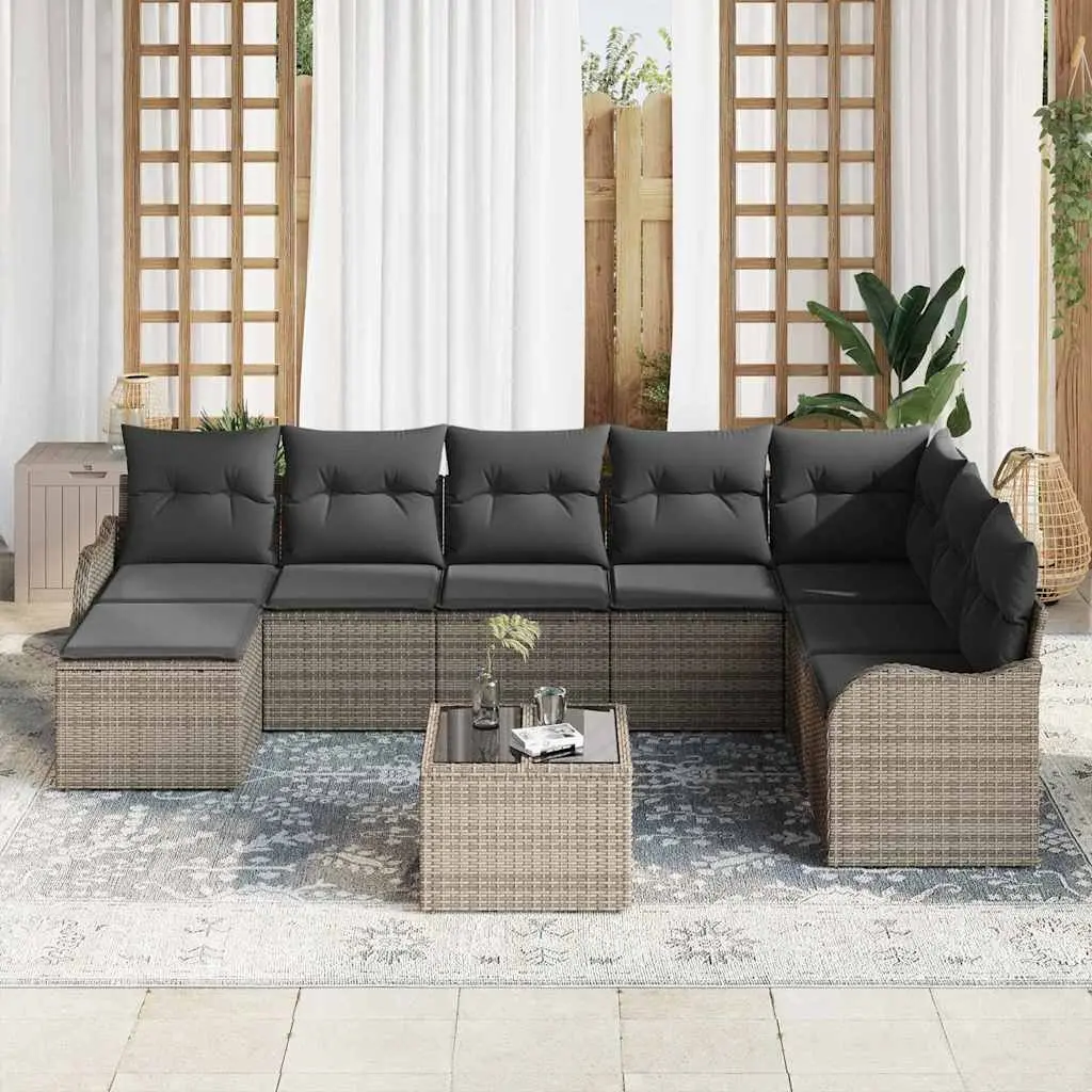 Garden Sofa Set Poly Rattan Grey Outdoor Furniture Patio Lounge Seating