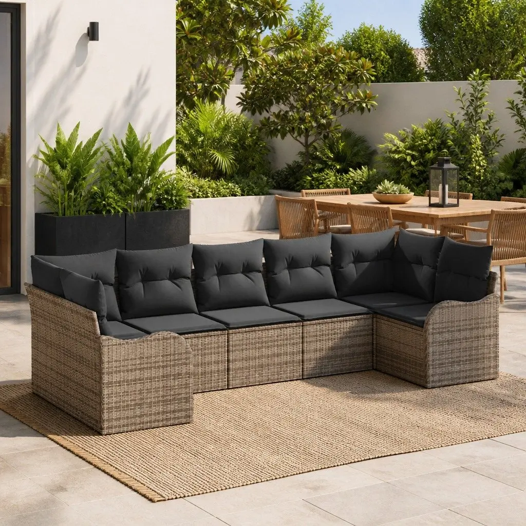 Modular Grey Poly Rattan Outdoor Garden Sofa Set
