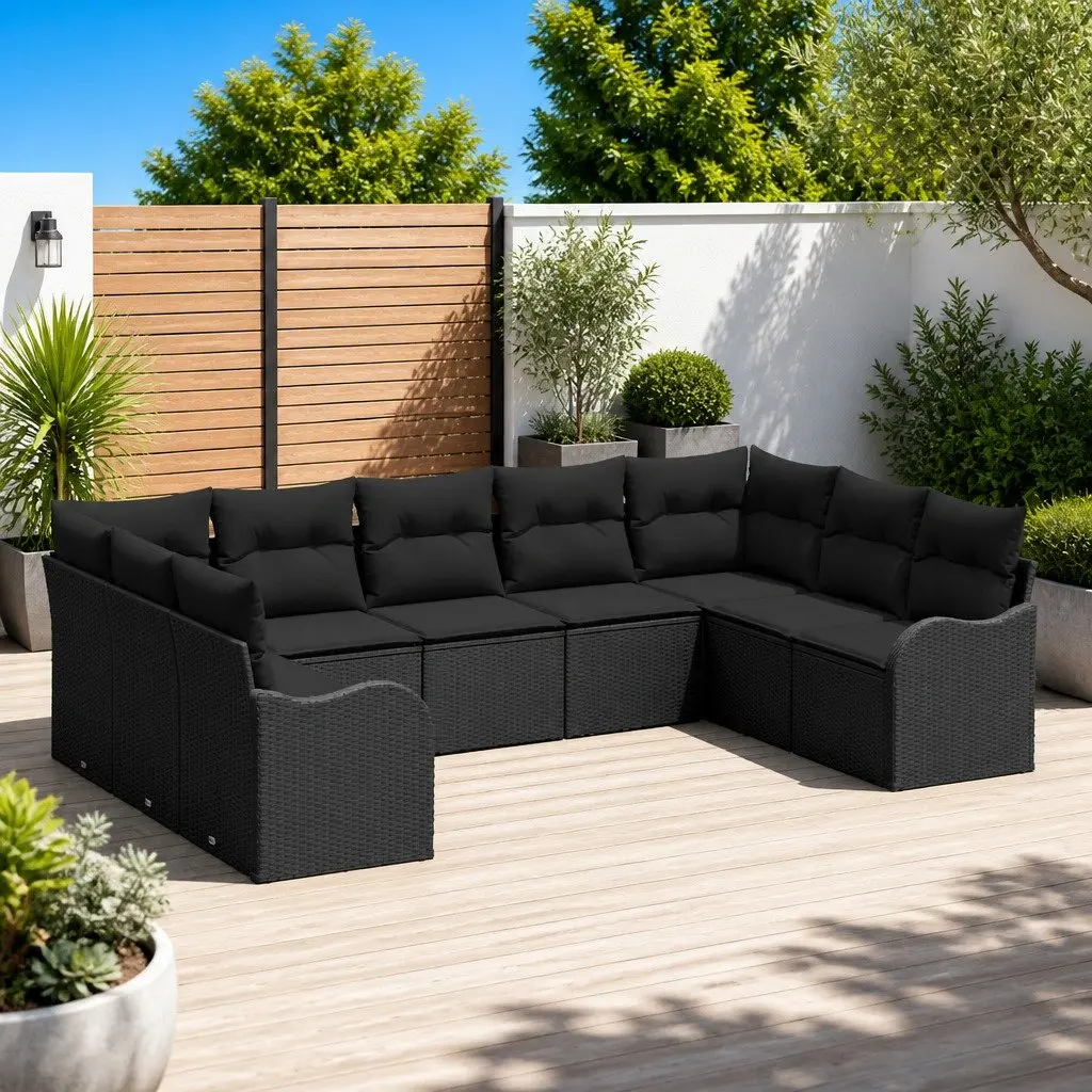 Modular Garden Sofa Set in Black Poly Rattan