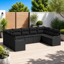 Sturdy Modular Garden Sofa Set in Black Poly Rattan