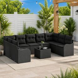 Sturdy Black Poly Rattan Outdoor Sofa Set for Gardens