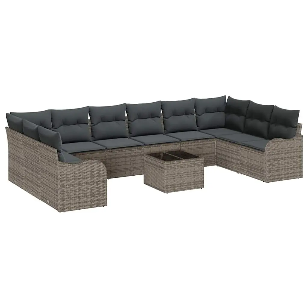 Garden Sofa Set Grey Outdoor Furniture Poly Rattan Modular Lounge Seating