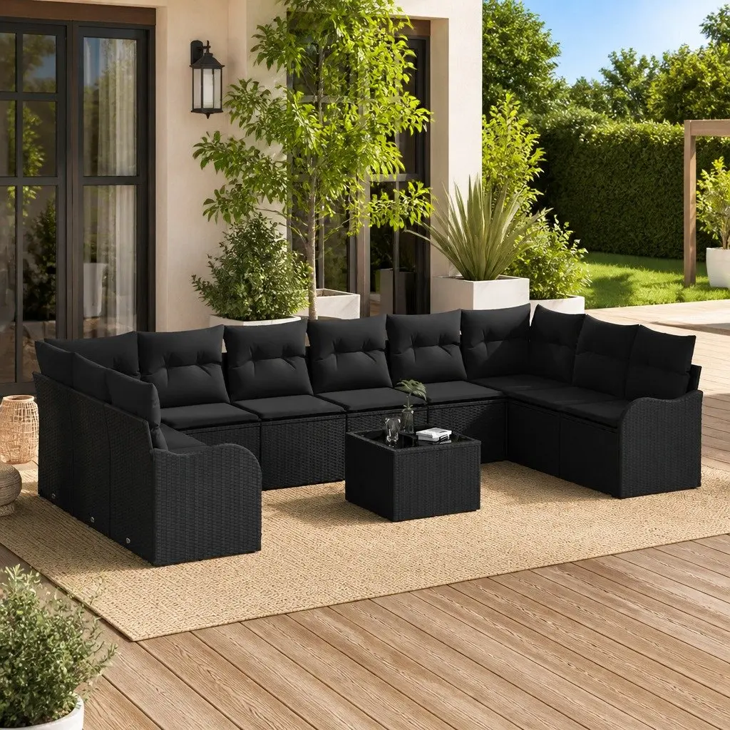 Modular Black Garden Sofa Set for Outdoor Use